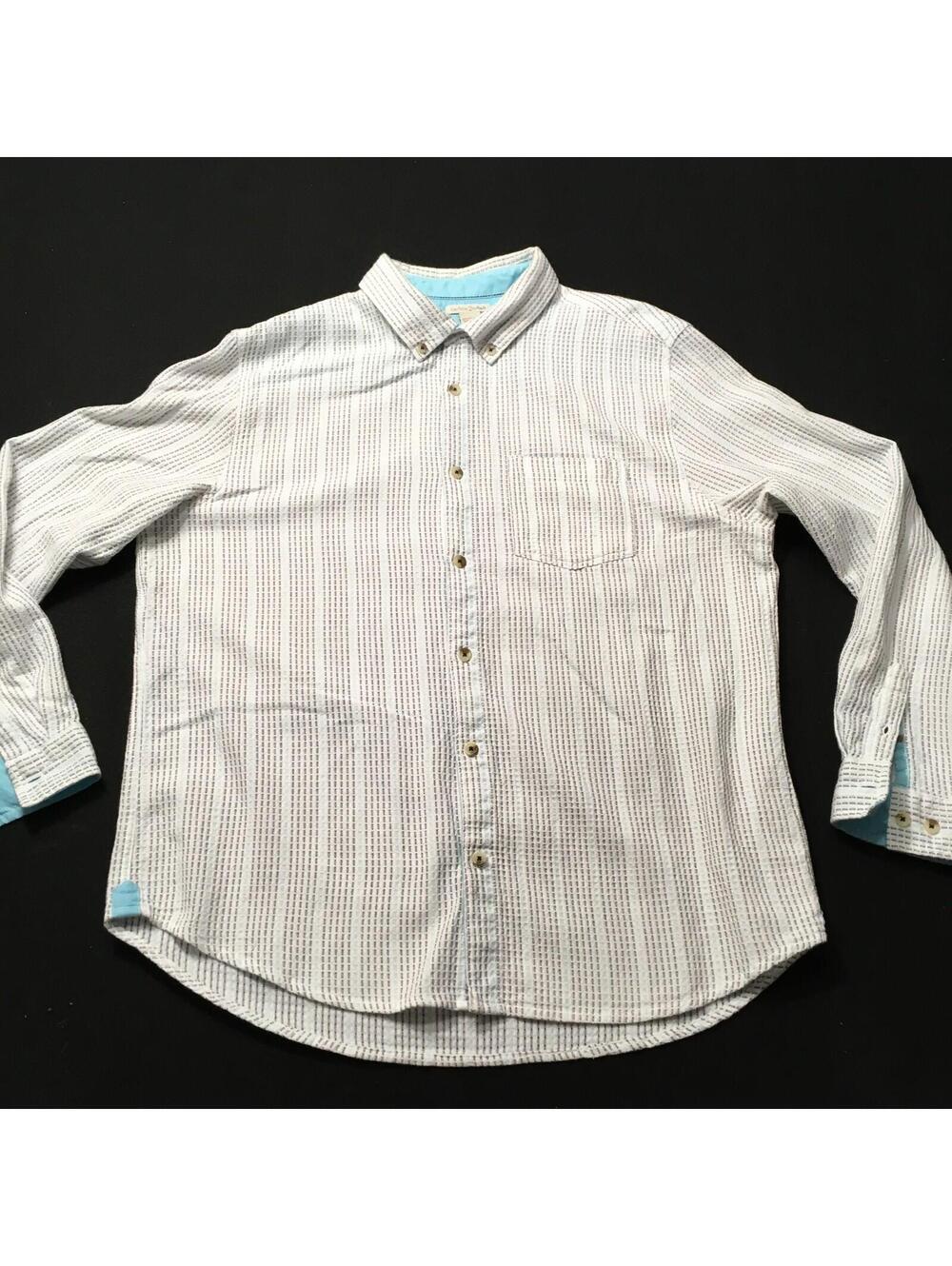Carbon 2 Cobalt Shirt Mens Large Button Long Sleeve White Blue Art Casual
